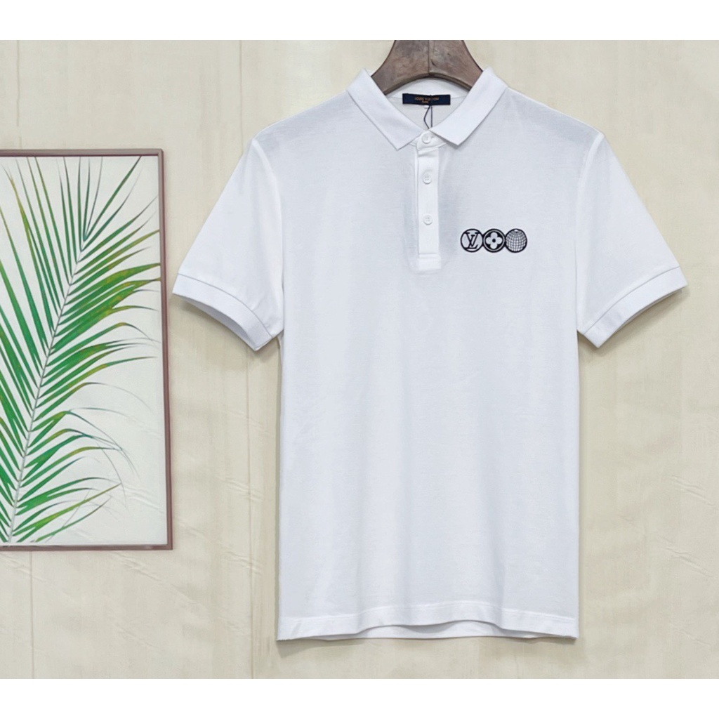 Áo thun polo cotton tay ngắn thêu logo L0uis Vu1tt 2021