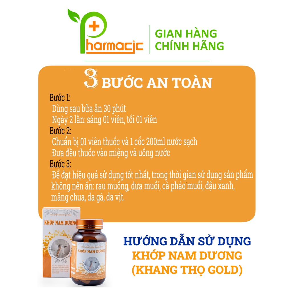 Khớp NAM DƯƠNG, KHANG THỌ GOLD Chính Hãng, 30 Viên Nén - Giải Pháp Cho Người Bệnh Xương Khớp