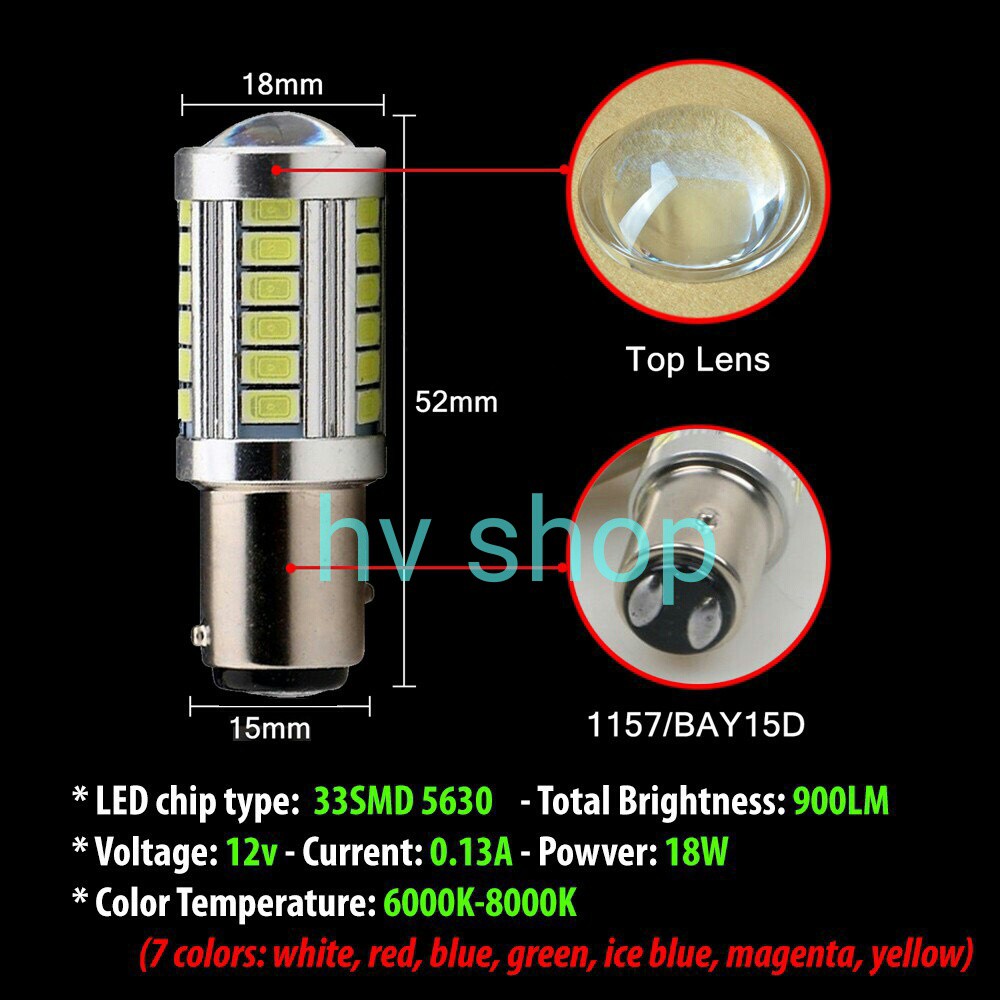 Đèn led hậu 33 SMD gắn xe máy 1157 12V hv shop