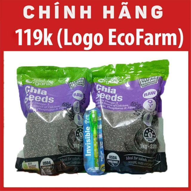 [Logo Đáy + Tem Chống giả bộ Công An] Hạt chia Absolute Organic 1kg xách tay Úc