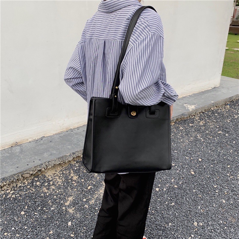 [ORDER] Túi da trơn đen vừa A4 phù hợp đi học đi làm P076 | BigBuy360 - bigbuy360.vn