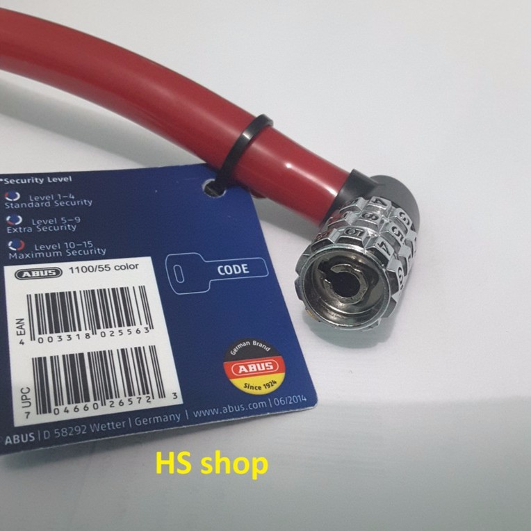Khóa dây xe đạp 3 mã số (Mầu đỏ) Hãng ABUS của Đức sản xuất - NPP HS shop