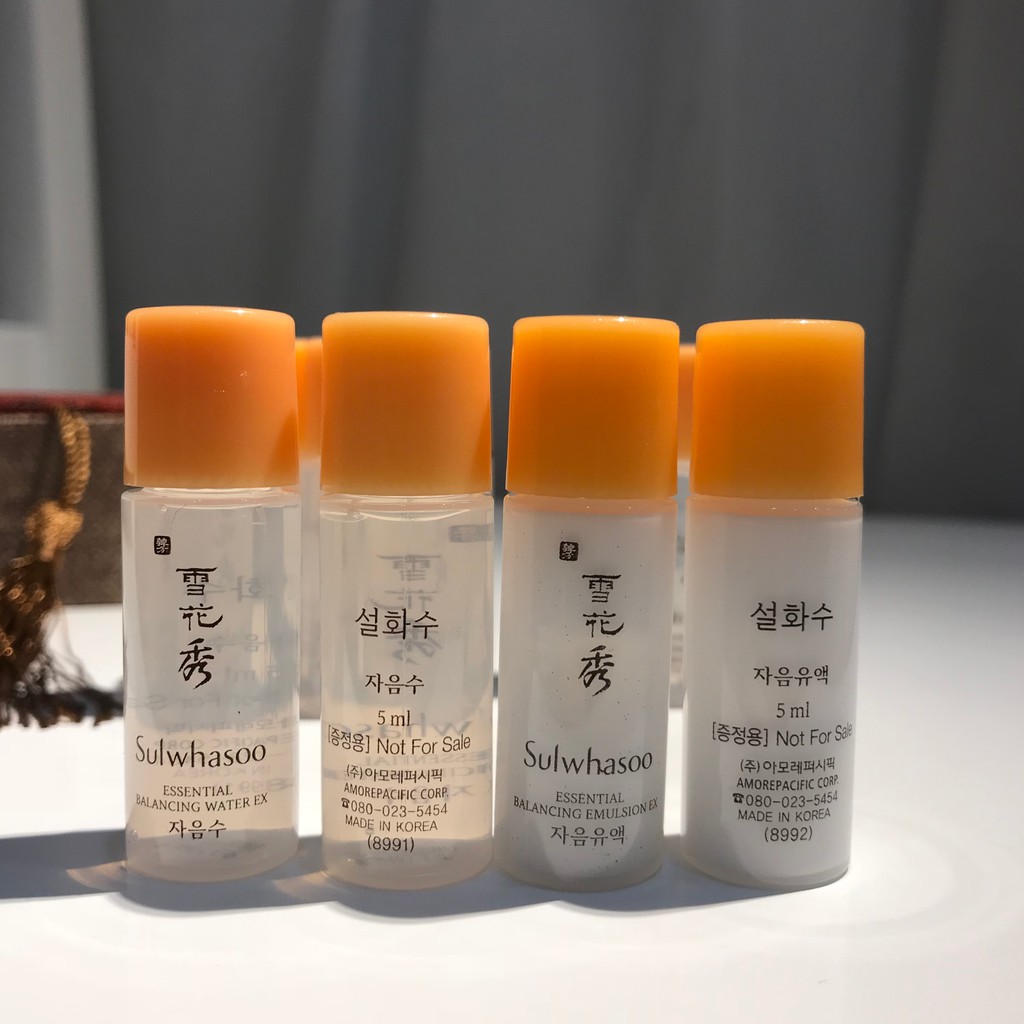 [10 chai] Nước cân bằng và sữa dưỡng săn chắc da Sulwhasoo Esential Balancing Ex 5ml.