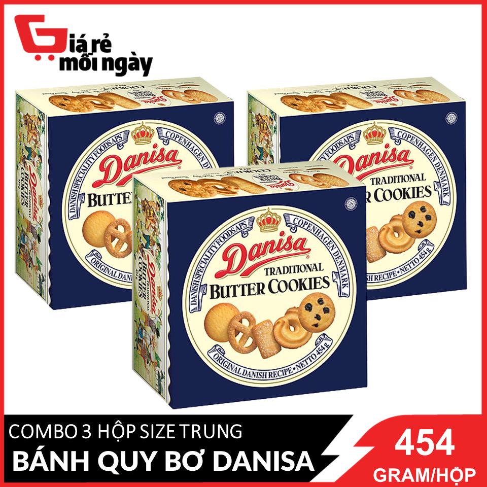 Combo 3 Hộp Bánh quy bơ Danisa Size trung Hộp 454g (date mới)