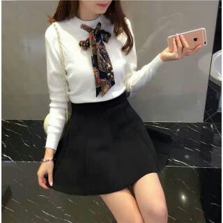 Áo thun tay dài cột dây nơ