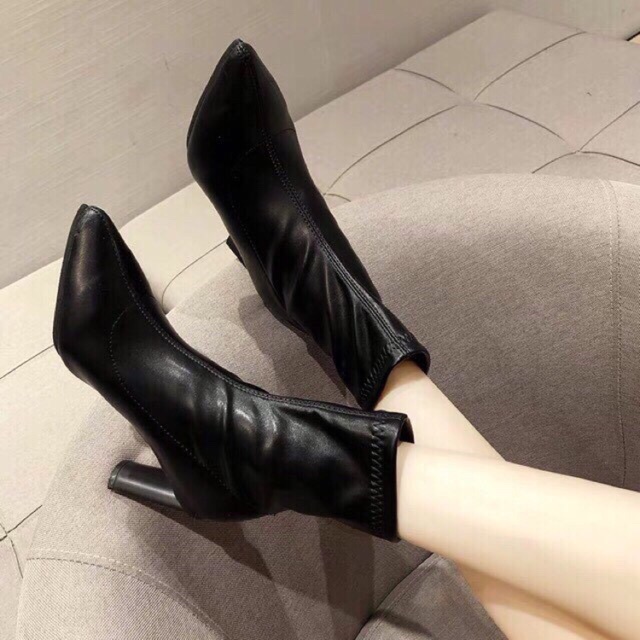 Boot lửng da gót dẹt sang chảnh