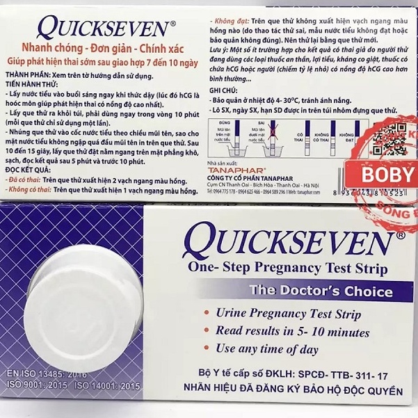 (CHE_TÊN) 1 chiếc Que thử thai Quickseven,test thử thai tại nhà,2 vạch sớm nhanh hiệu quả tức thì [Quick seven]