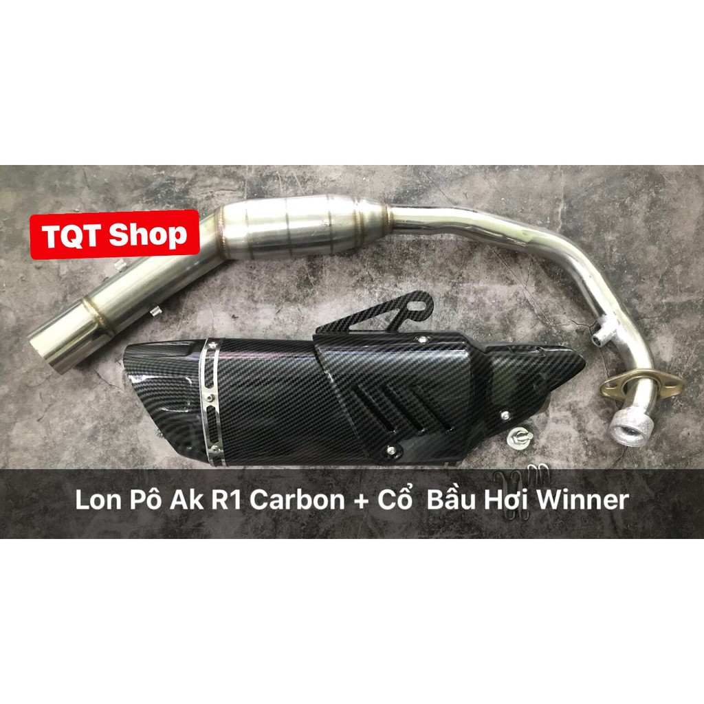 Pô Akrapovic R1 Carbon Cao Cấp Full Cổ bầu hơi các Dòng Xe Máy Exciter , winner, r15 v3