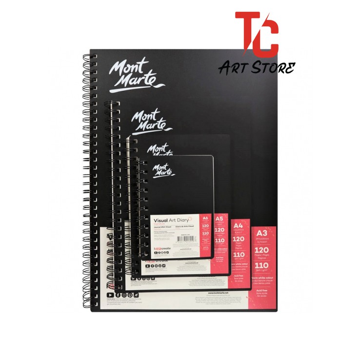 Sổ Sketch Mont Marte - Sổ vẽ chì Visual Art Diary 110gsm