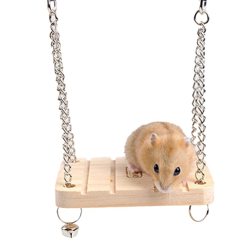 Xích đu gỗ đính chuông dành cho chuột cưng hamster