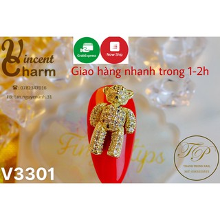 Đá đính móng gấu Moschino/teddy - Charm nail - Xoay được không vướng víu - cham cao cấp- giá rẻ