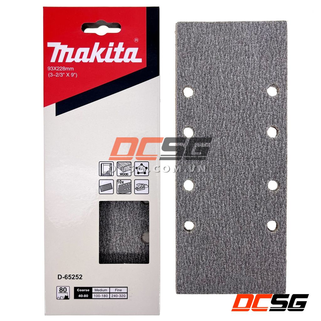 Giấy chà nhám cho gỗ 93x228mm Makita 10 tờ/ bộ (Chọn độ hạt) | DCSG