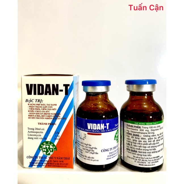 Combo-VidanT+Bromhenxin-Plus(20ml) Hen-khec, vay-mỏ, sưng-mat, phù-đầu, tieu-chay-phan-xanh, phan-trắng