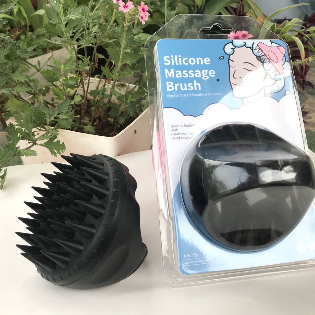 Lược gội đầu  gội đầu massage Heeta Silicon gỡ rối tóc mềm mại, hàng xk Nhật Bản