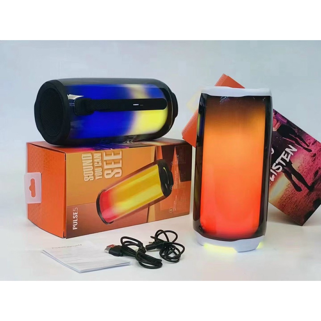 Loa Bluetooth Pulse 5 Cao Cấp, Âm Thanh Sống Động Công Suất Lớn, Đèn Led Full 360 Độ Theo Nhạc Bảo Hành 06 Tháng