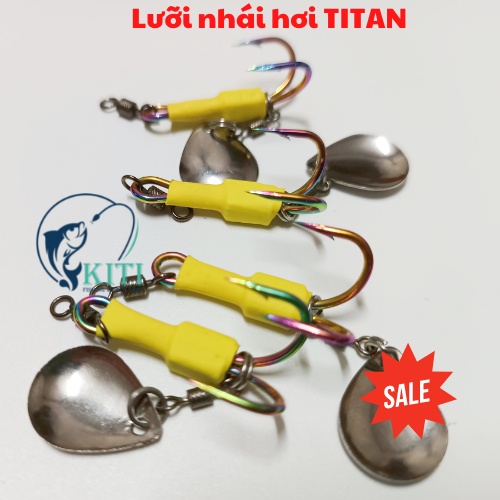 Lưỡi nhái hơi TITAN , Lưỡi câu đôi TITAN dùng để câu lure, câu cá lóc làm bằng Titan , đầy đủ phụ kiên