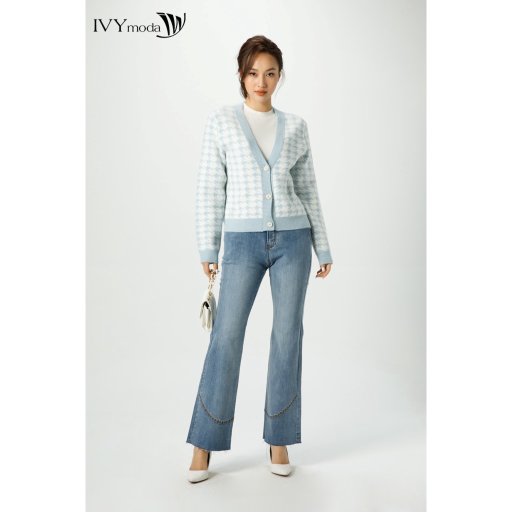 Áo cardigan len nữ họa tiết IVY moda MS 77B8817