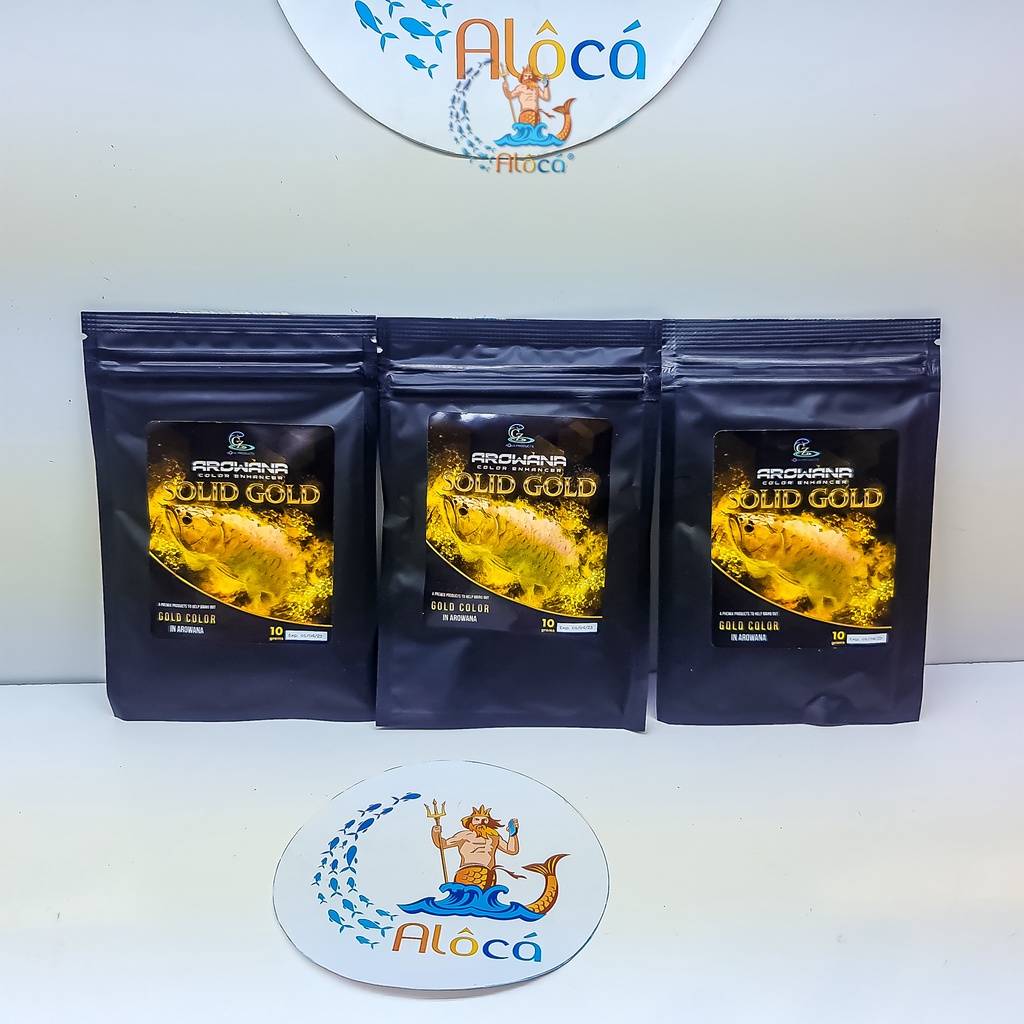 Bột Vitamin Arowana Solid Gold kích màu vàng cho cá rồng Kim Long quá bối, đầu Vàng, Full helmet, King Kong, Ali gói 10g
