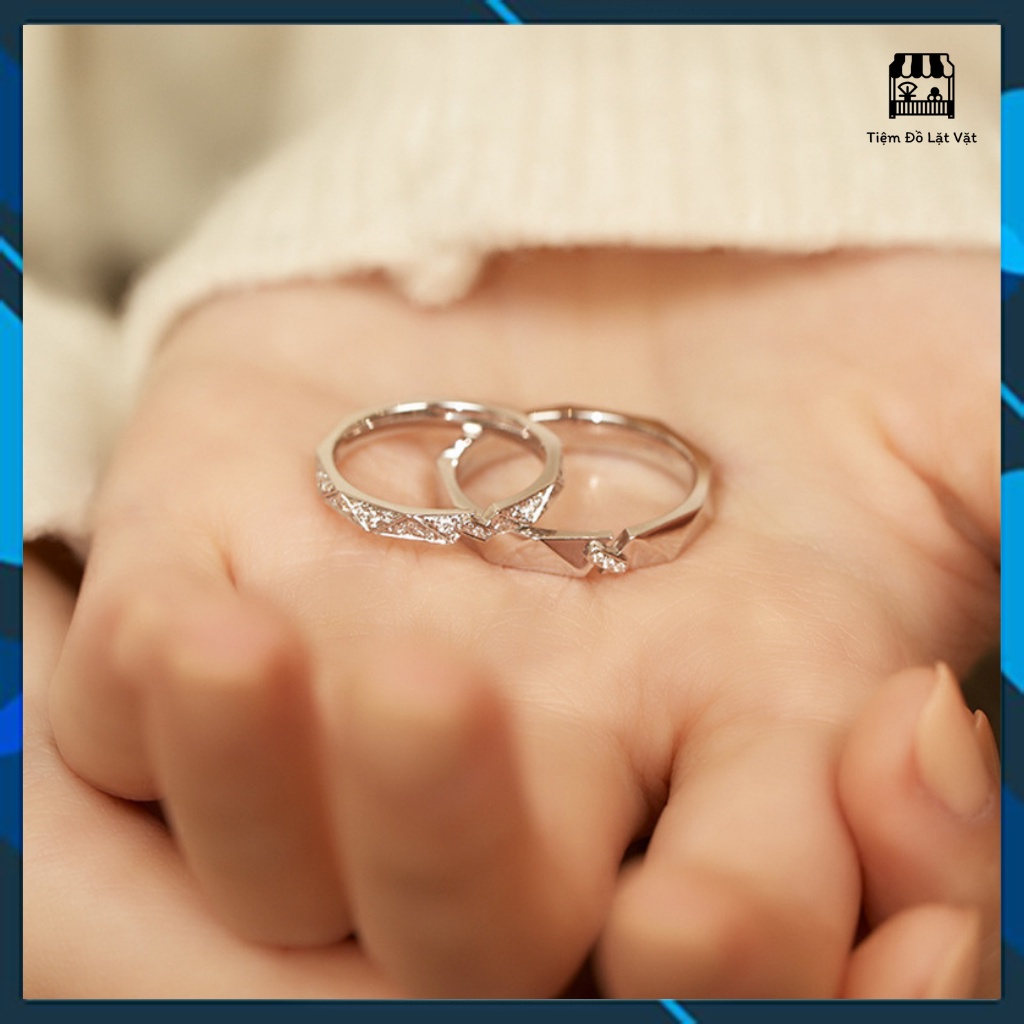 Cặp nhẫn đôi, nhẫn đôi nam nữ Forvever Love Rings sang trọng - nhẫn thiết kế hở hợp kim bạc không gỉ, bền màu