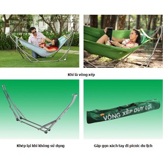 [NHẬP TOY30K] Võng xếp Duy Lợi - Cỡ lớn (Kèm lưới võng + gối)