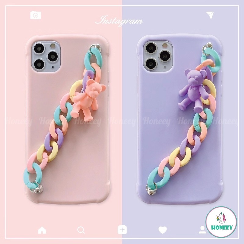 Fashion Bear Bracelet Silicone Soft Phone Case for IPhone 11 Pro Max X Xs Max XR 8 7 Plus SE 2020