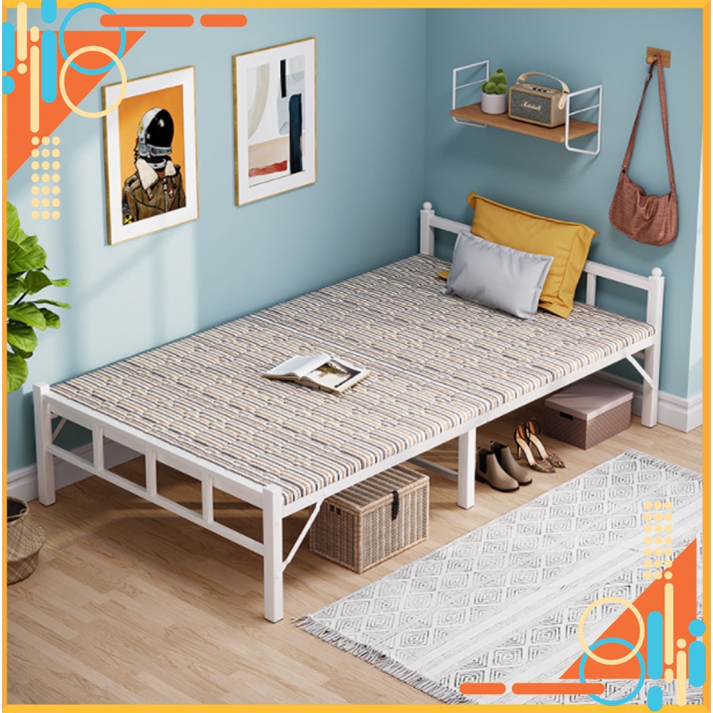 (HÀNG SẴN) Giường xếp gọn khung sắt Grace mẫu sang trọng size 80cm, 120cm kèm đệm lót - Giường ngủ gấp gọn