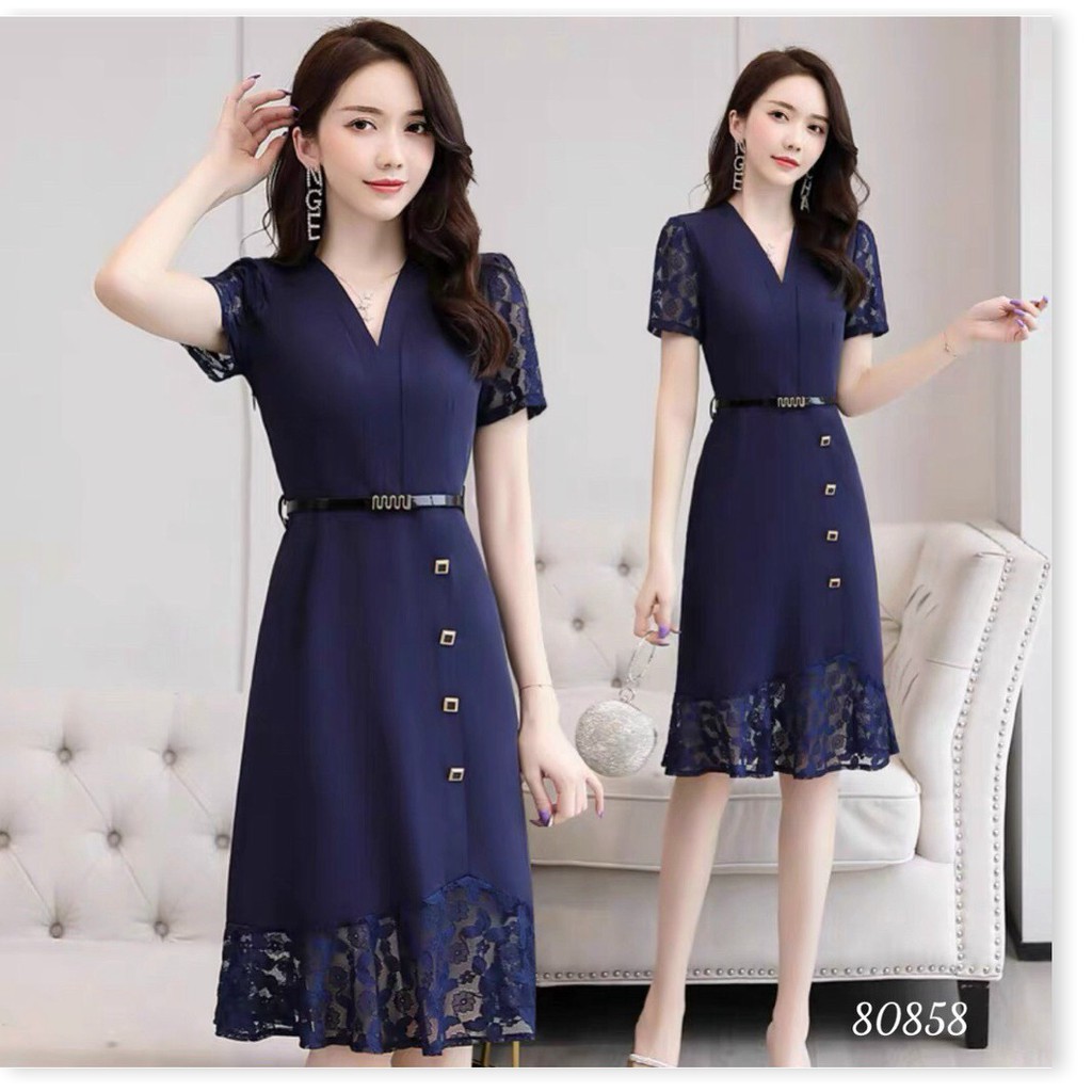 ĐẦM UMI PHỐI REN TAY NGẮN XINH XẮN,CHẤT LIỆU UMI THOÁNG MÁT THỜI TRANG MỚI KME