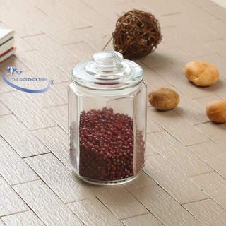 Hũ Thủy Tinh Đựng Gia Vị Lục Giác 2000ML Tiện Lợi