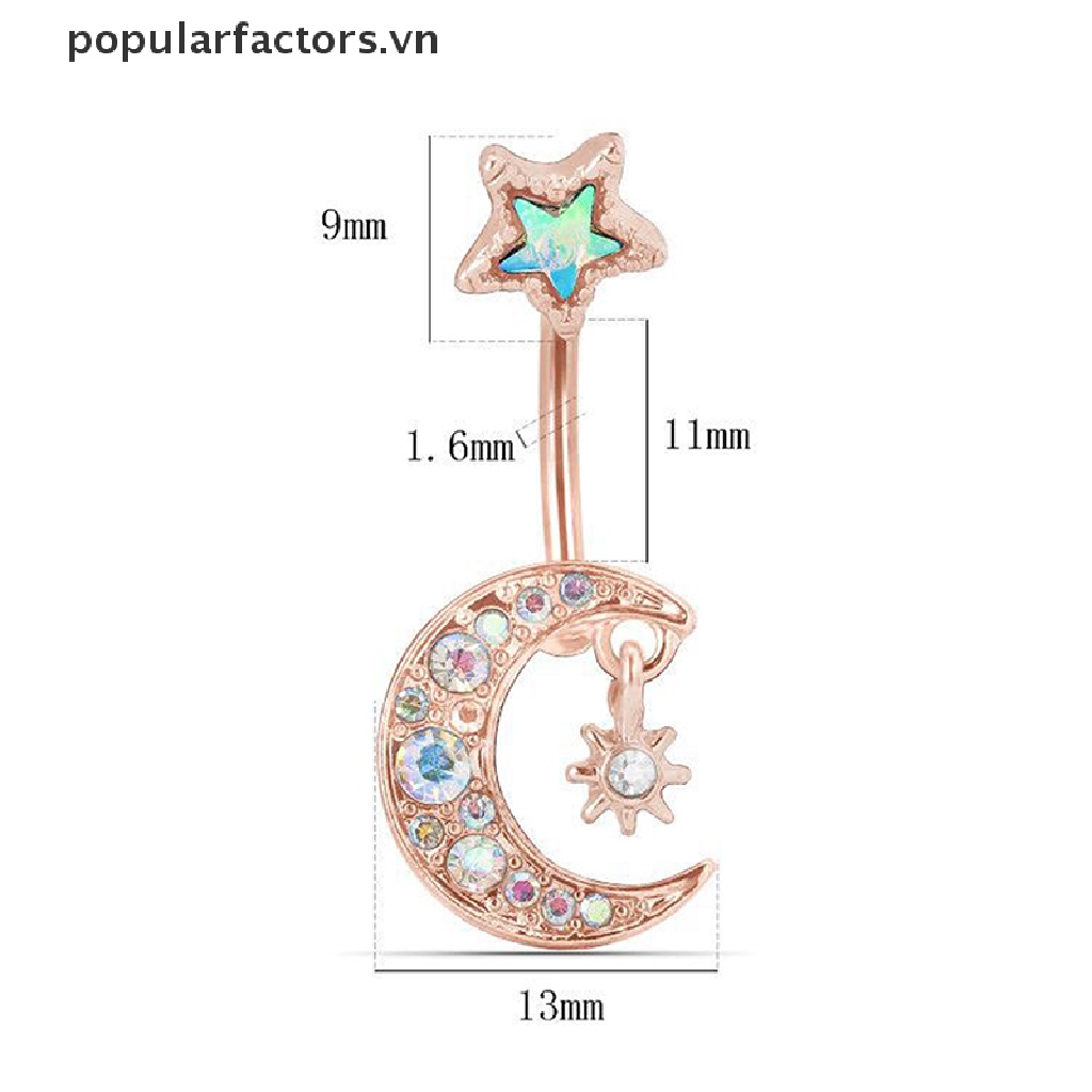 Khuyên Rốn Hình Trăng Sao Bằng Thép Không Gỉ