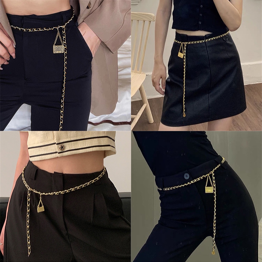 Thắt Lưng Dây Xích Phối Khóa Kim Loại Mỏng Kiểu Pháp Thời Trang Cho Nữ