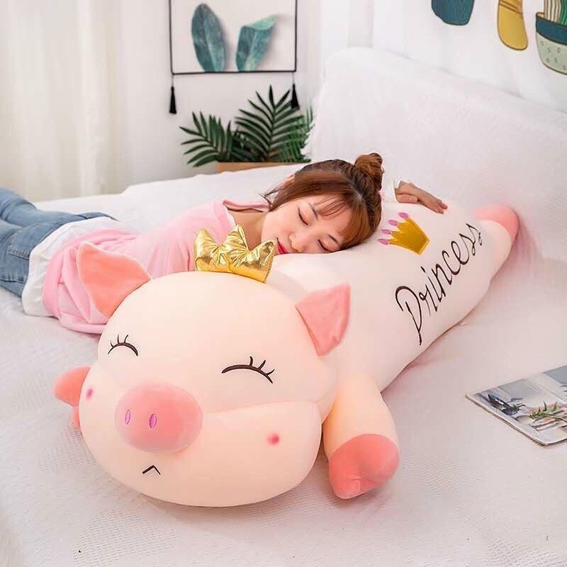 Gấu bông heo thiên thần, Heo vương miện size 1m2-1m5 Gấu ôm heo thiên thần heo vương miện