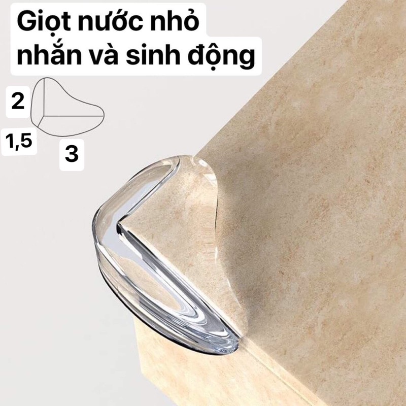Miếng dán bọc góc bàn , cạnh bàn hình giọt nước làm bằng silicon bảo vệ gia đình bạn
