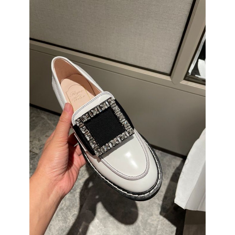 Giày lười nữ da thật  mũi tròn gót 3,5cm Roger Vivier Rangers