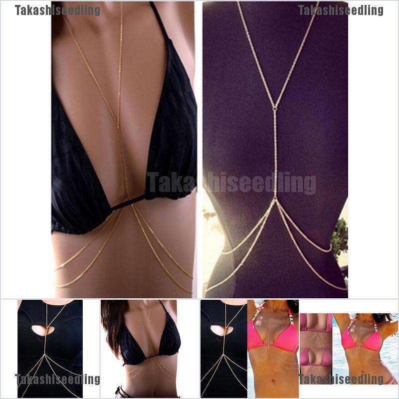 seedling New Women Sexy Fashion Body Belly Waist Chain Bikini Beach Harness Necklace Gold