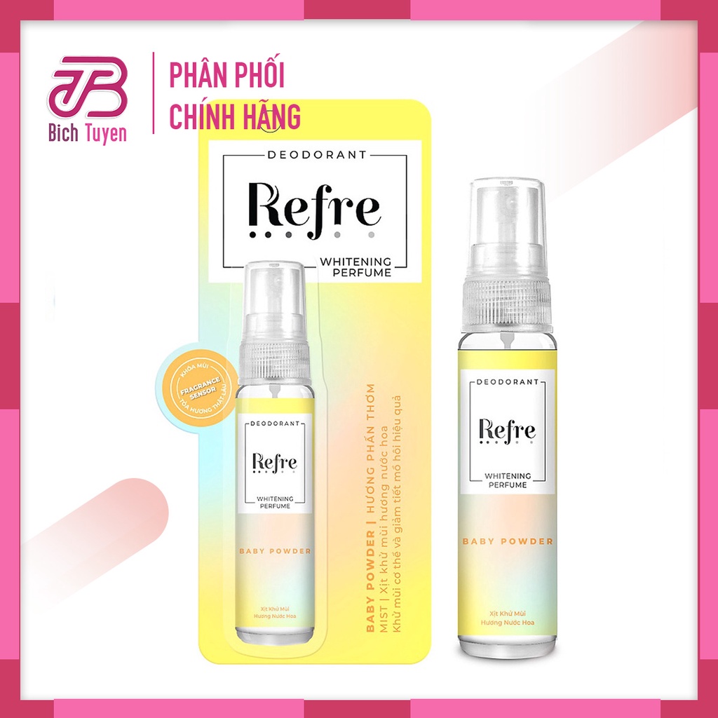 Xịt khử mùi hương nước hoa - Refre Whitening Perfume Xịt khử mùi dưỡng trắng hương nước hoa Refre 30ml/chai-toàn thân