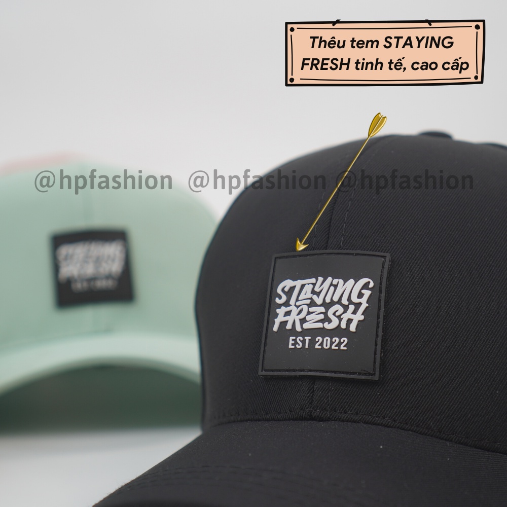 Mũ lưỡi trai ❤️ Nón kết thêu tem STAYING FRESH chất kaki cao cấp form unisex nam nữ N56 - Happy Style