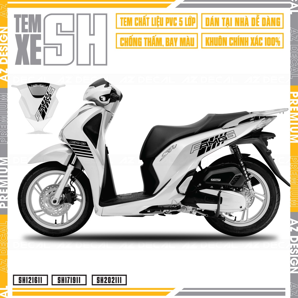 Tem Dán Xe SH 2012 - 2022 Mẫu Tem AMG Cực Chất | SH11 | Decal Rời Dán SH PVC Chống Bay Màu, Chống Nước Dễ Dán Tại Nhà