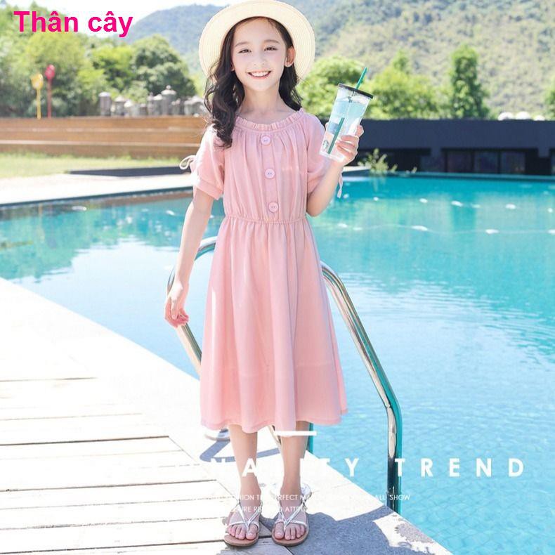 quần gáiQuần áo trẻ em 100% cotton váy liền bé gái mùa hè mẫu mới 2021 công chúa nổi tiếng trên mạng lớn vừa