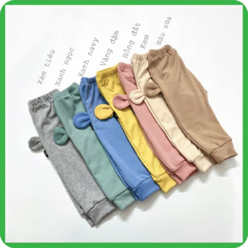 Quần dài đáp đũng đóng bỉm tai thú  chất cotton len nghộ nghĩnh cho bé trai, bé gái size 8-15 kg