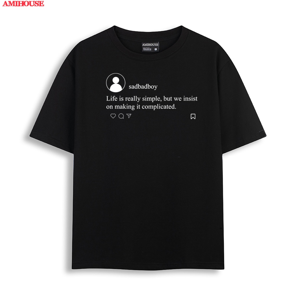 Áo phông local brand AMIHOUSE sadbadboy dáng tay lỡ unisex