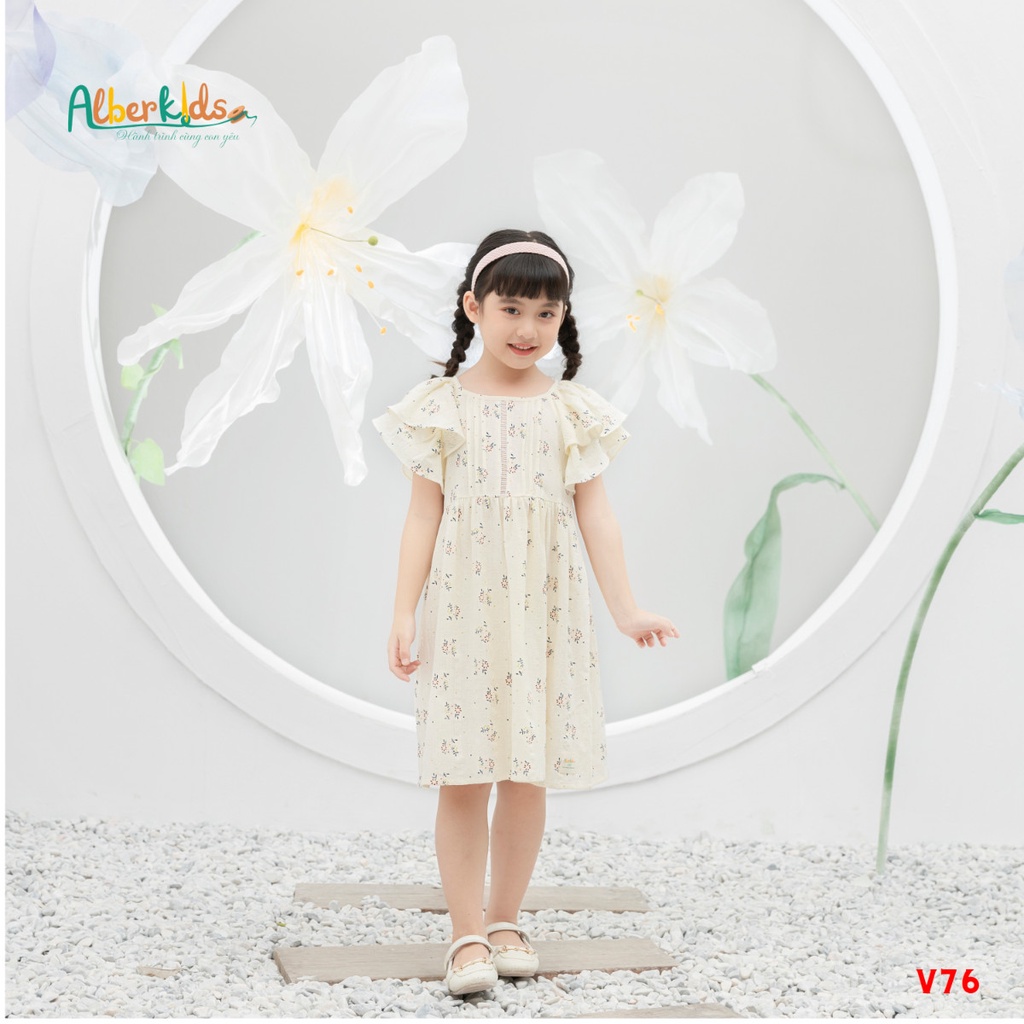 Váy bé gái ALBERKIDS hoa ren công chúa xinh đẹp cho trẻ em 2,3,4,5,6,7,8,9,10,11,12 tuôi[V76]