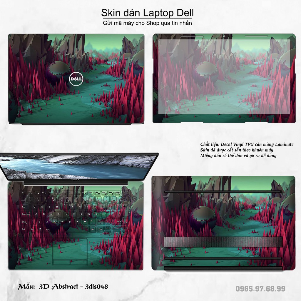 Skin dán Laptop Dell in hình 3Ds (inbox mã máy cho Shop)