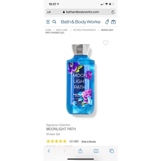 GEL TẮM BATH &amp; BODY WORKS MOONLIGHT PATH 295ML CHÍNH HÃNG - 8714