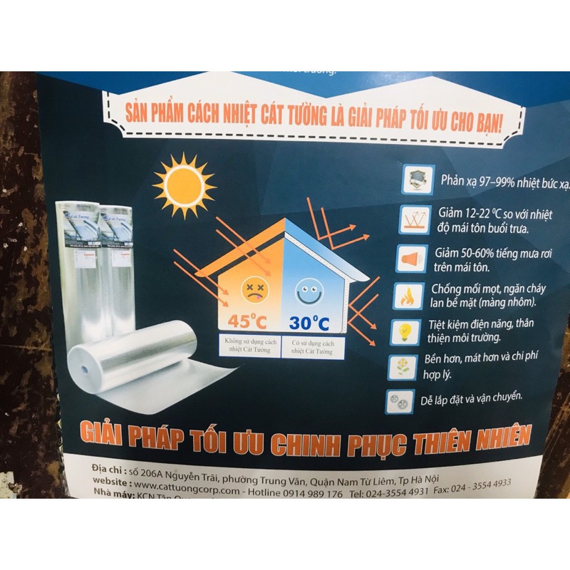 1tấm cách nhiệt cách âm Cát Tường khổ rộng 1,55 m hàng Việt Nam chất lượng cao