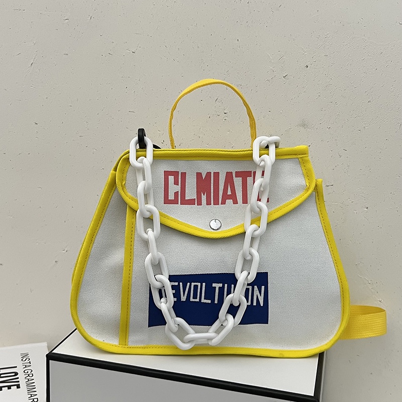 Túi Đeo Vai Bằng Vải canvas Màu Sắc Tương Phản Phong Cách Hàn Quốc Dành Cho Nữ