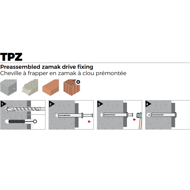 Nở thép Tắc Kê Friulsider 6x30mm dạng đóng búa dễ thi công TPZ
