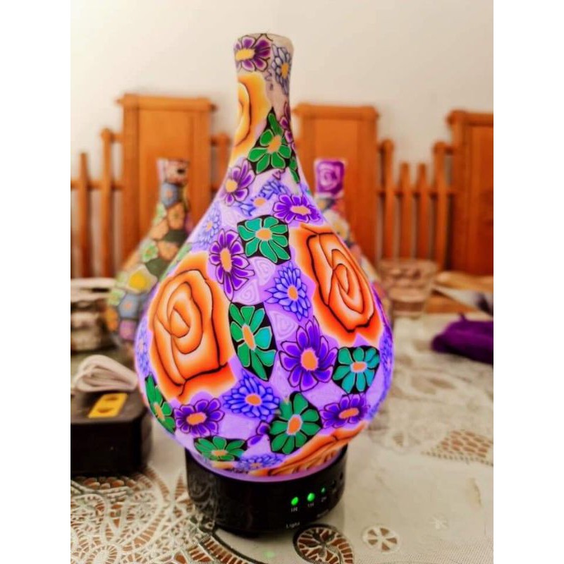 Máy Xông Tinh Dầu 3D Hoa Hình Bầu Dài Sang Trọng