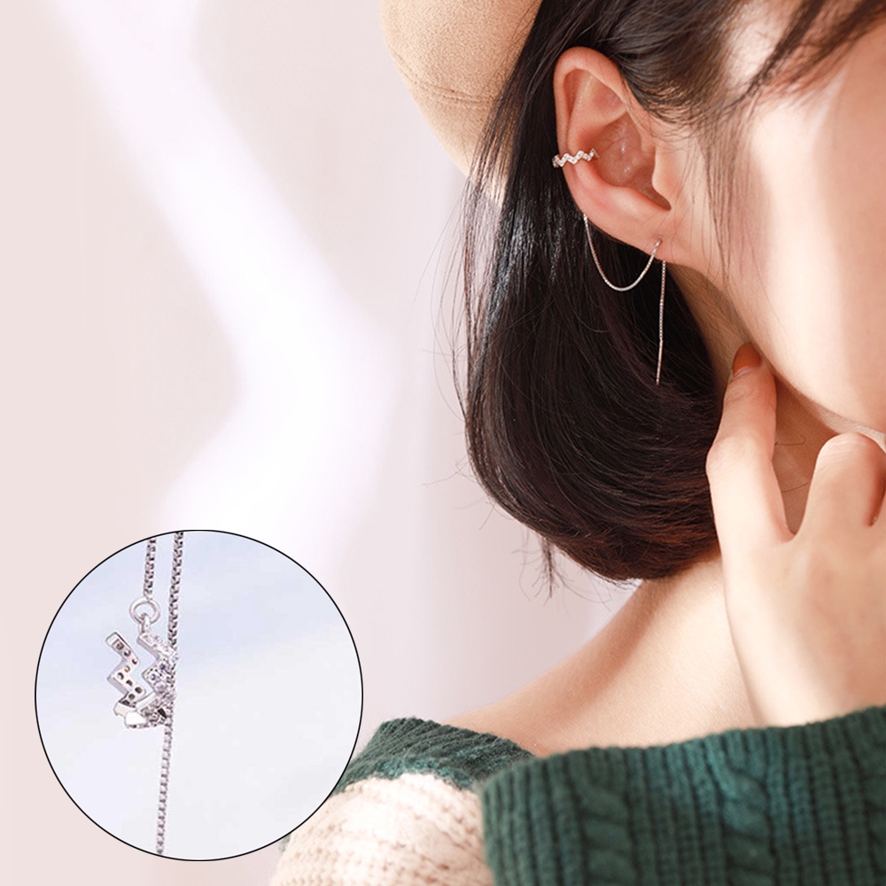 1 Chiếc Khuyên Tai Đính Đá Zircon Trắng Cho Nam Và Nữ