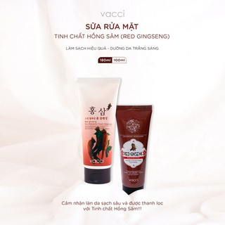 Sữa Rửa Mặt Hồng Sâm Vacci Dưỡng Trắng Ngăn Ngừa Lão Hoá Trẻ Hoá Da 100/180ml
