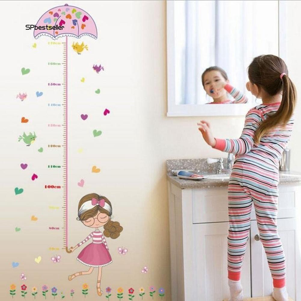 Giấy dán tường họa tiết hoạt hình có thước đo chiều cao cho bé chất liệu PVC kích thước hoàn thành 75x145cm